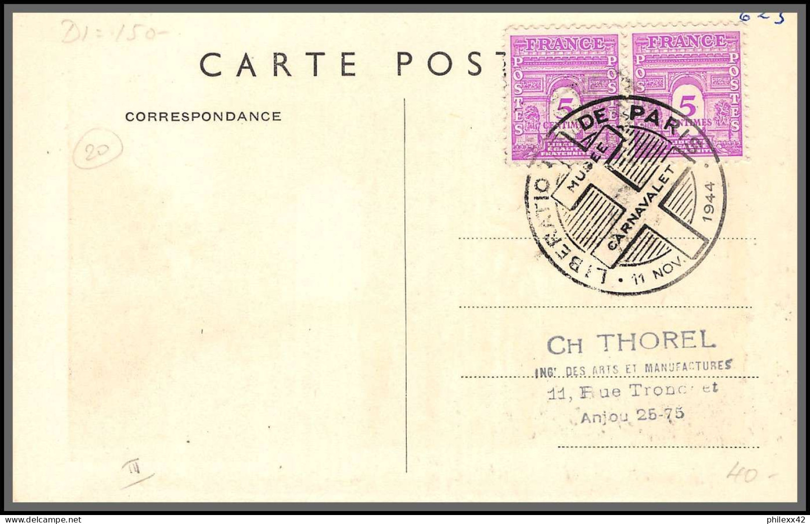 49884 N°623 Libération De Paris 11/11/1944 Arc De Triomphe France Carte Maximum (card) - 1940-1949