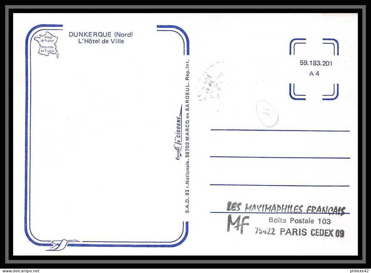 3715 Carte Maximum France 2088 Fédération Sociétés Philatéliques Dunkerque Hotel De Ville Fdc Edition La Cigogne 1980 - 1980-1989