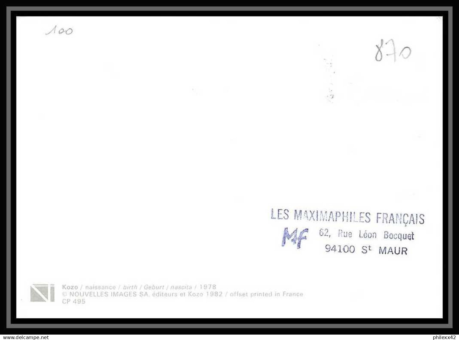 5411/ Carte Maximum (card) France Service N°100 Conseil De L'europe Fdc Edition Kozo 1989 - 1980-1989