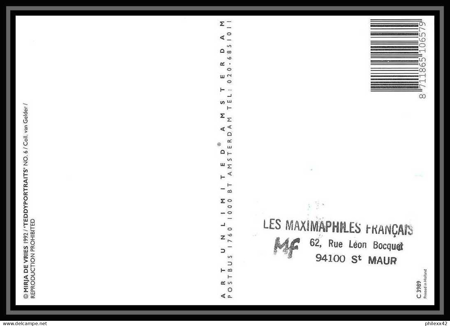 5272/ Carte Maximum (card) France N°3377 Timbre Naissance C'est Un Garçon Ours Bear édition Postbus Fdc 2001 Nancy - 2000-2009