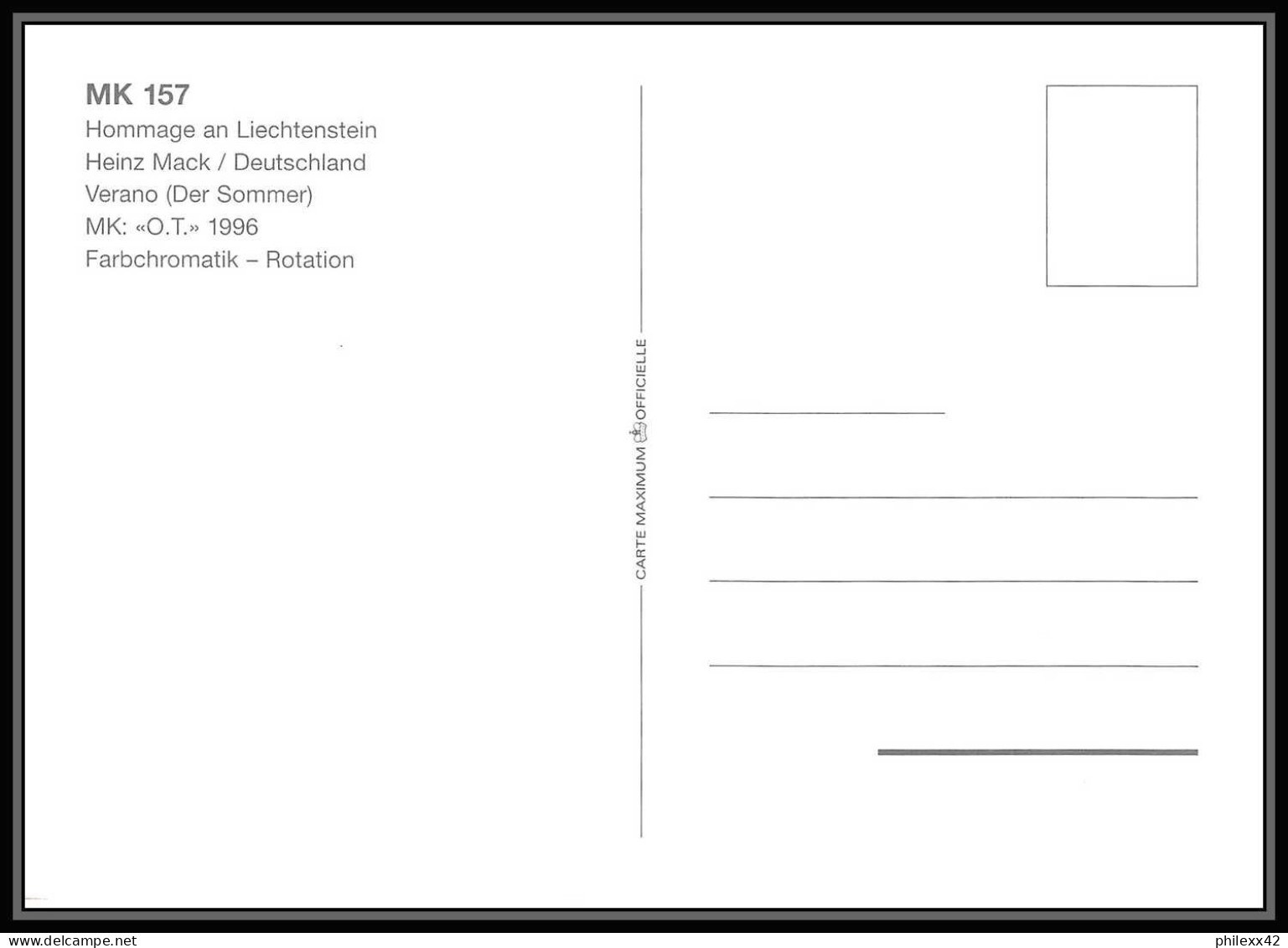 Liechtenstein - Carte maximum (card) 2023 - N° 1108/11 Tableau (tableaux painting) MACK 1998 4 cartes