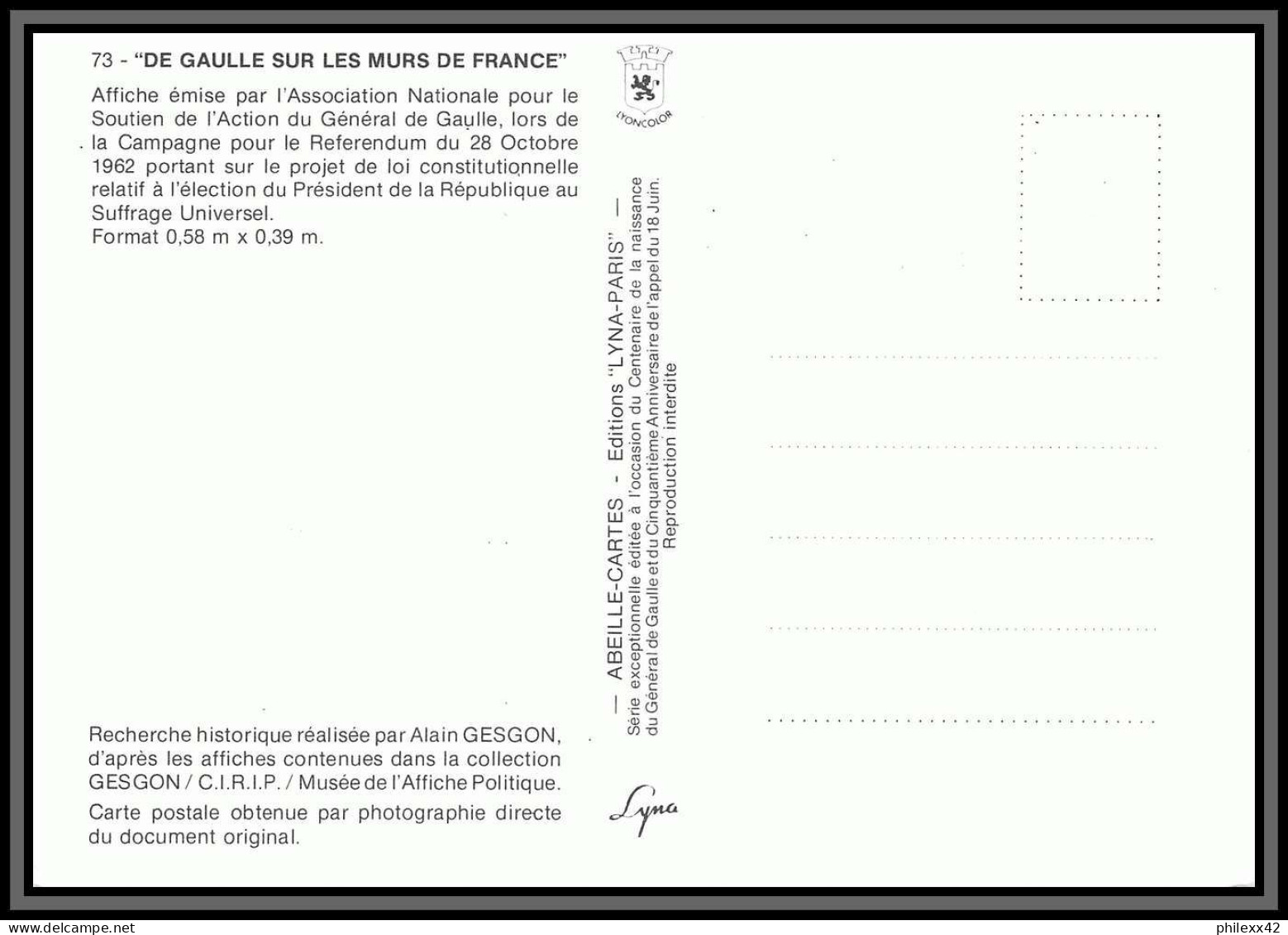 5842 Carte Maximum (card) France N°2634 Général De Gaulle 1990 Guerre 1939/1945 De Gaulle WW2 édition LYNA Paris - 1990-1999