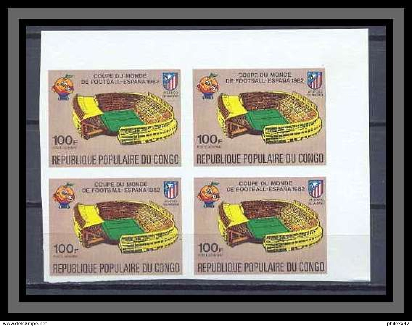 Congo 474 Bloc 4 Non Dentelé Imperf PA N°280/285 Football Soccer Coupe Du Monde Espana 82 MNH ** - Neufs