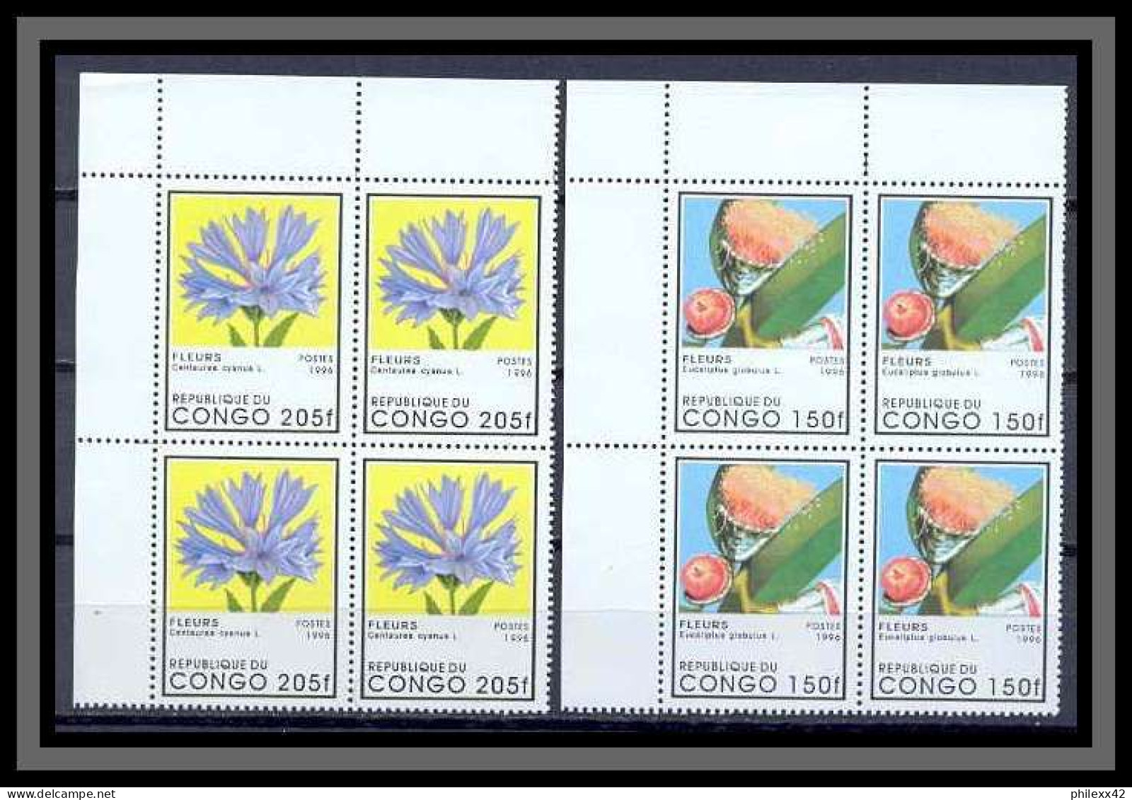 Congo 403 Bloc 4 ** N°1026G/1026M Fleurs (fleur Flower Flowers) Série Complète MNH ** - Neufs