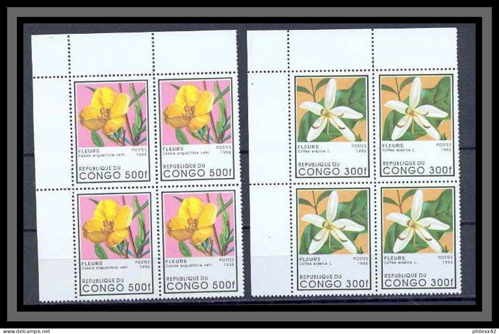 Congo 403 Bloc 4 ** N°1026G/1026M Fleurs (fleur Flower Flowers) Série Complète MNH ** - Neufs