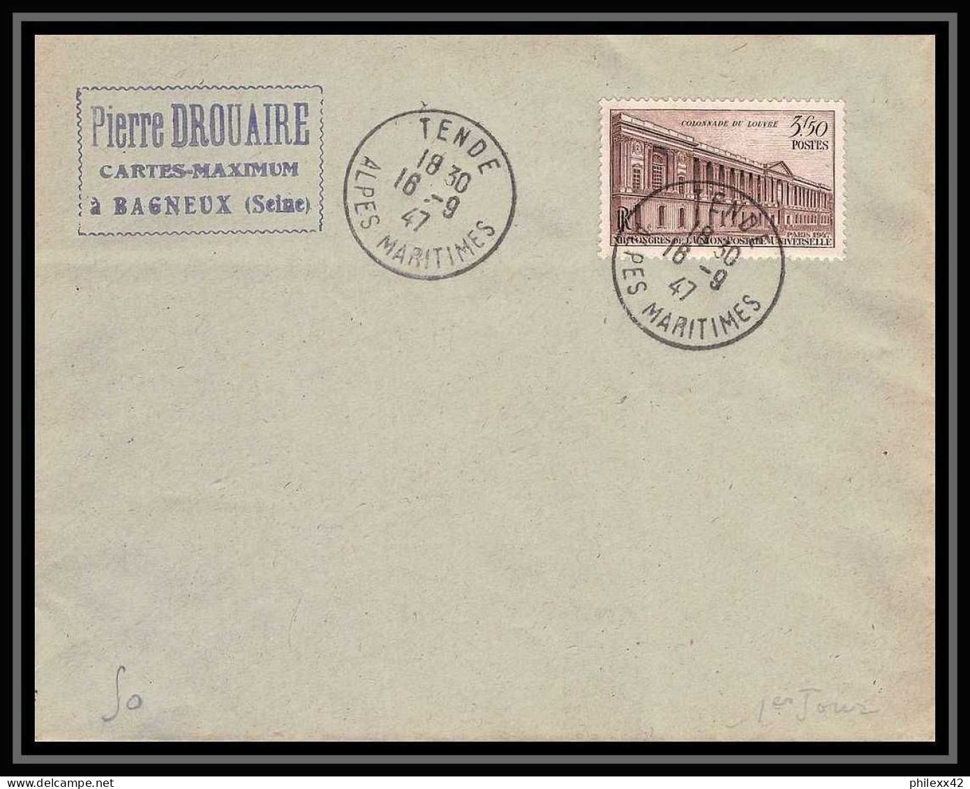 6010/ France lot de 4 Lettres rattachement de brigue et de tende à la france 16/9/1947 alpes maritimes fdc premier jour