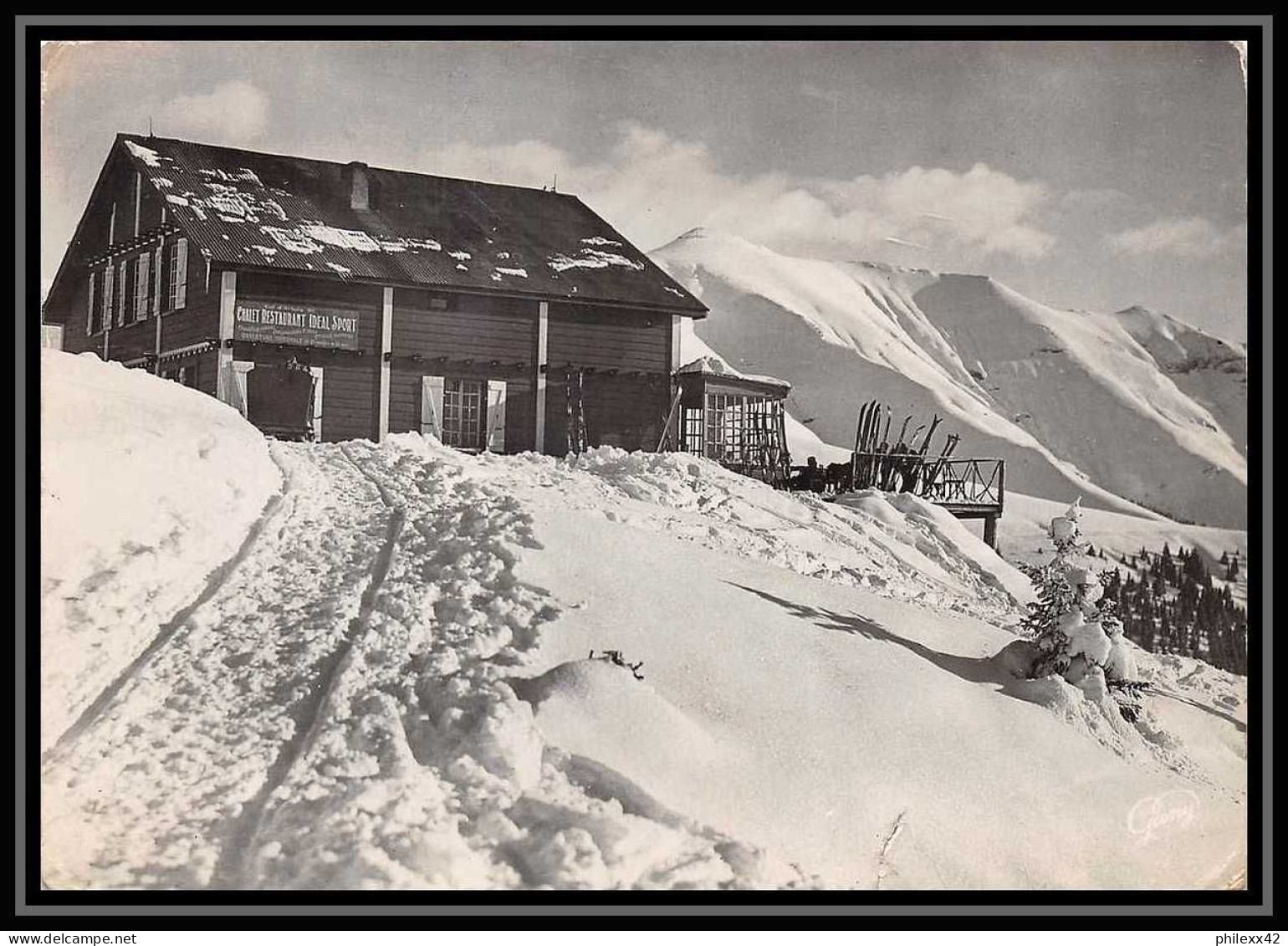 9726 N°713 Paire Interpanneaux Megeve Haute-Savoie 1947 France Carte Postale Postcard - 1921-1960: Moderne