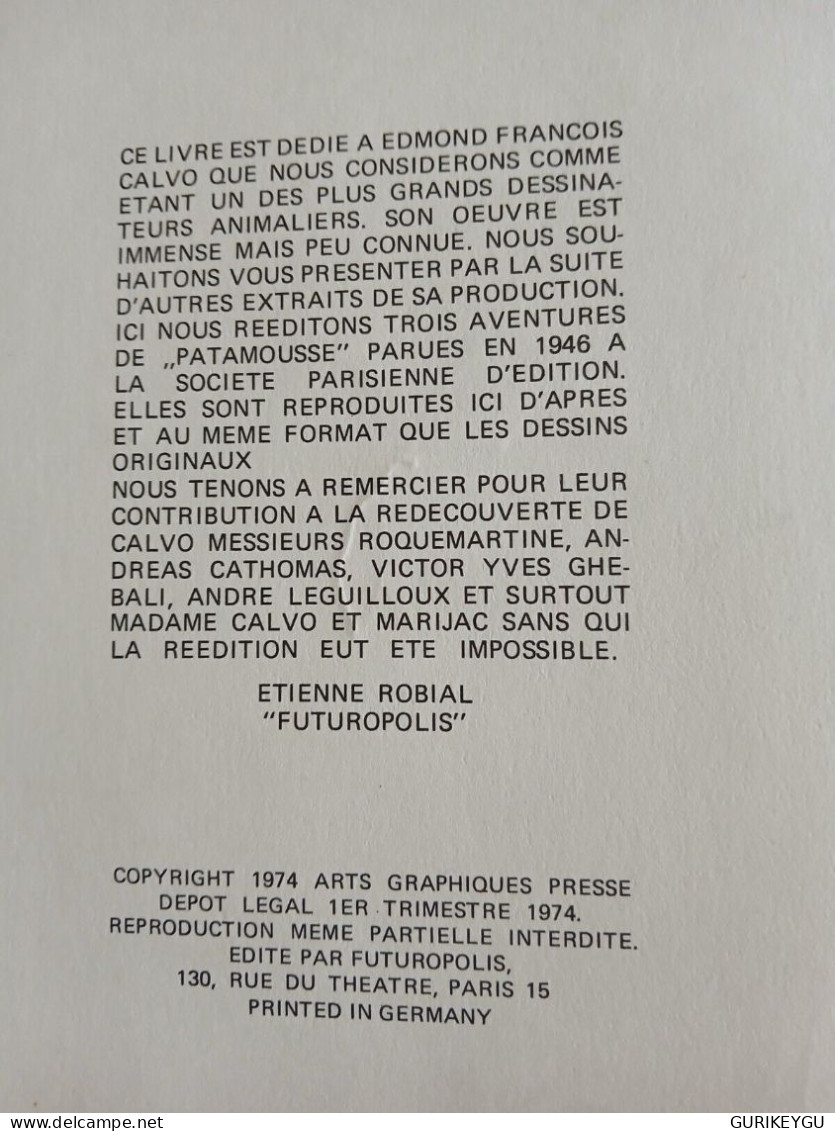 très très RARE CALVO futuropolis GEANT PATAMOUSSE TAGDA détective TROMBLON LE BRIGANT MARIJAC de 1974 en EO BIEN ++