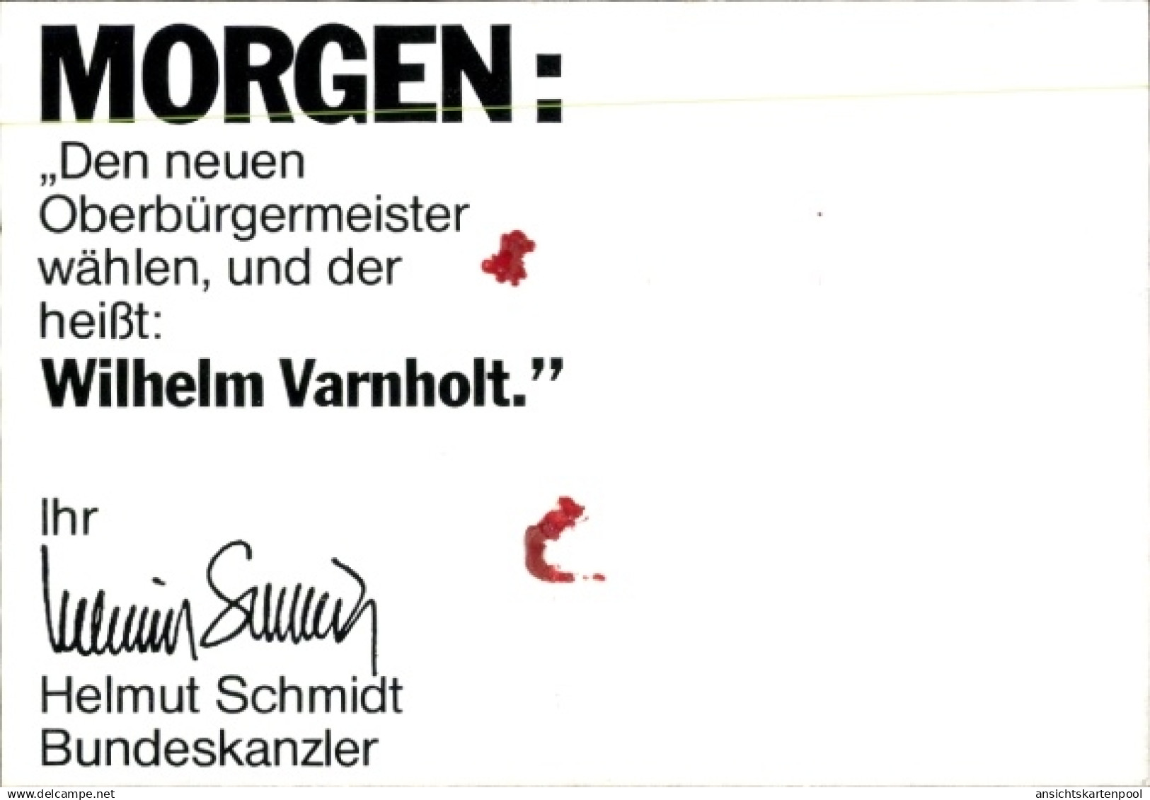 CPA Politiker, Bundekanzler Helmut Schmidt, Wahlkandidat Wilhelm Varnholt - Persönlichkeiten