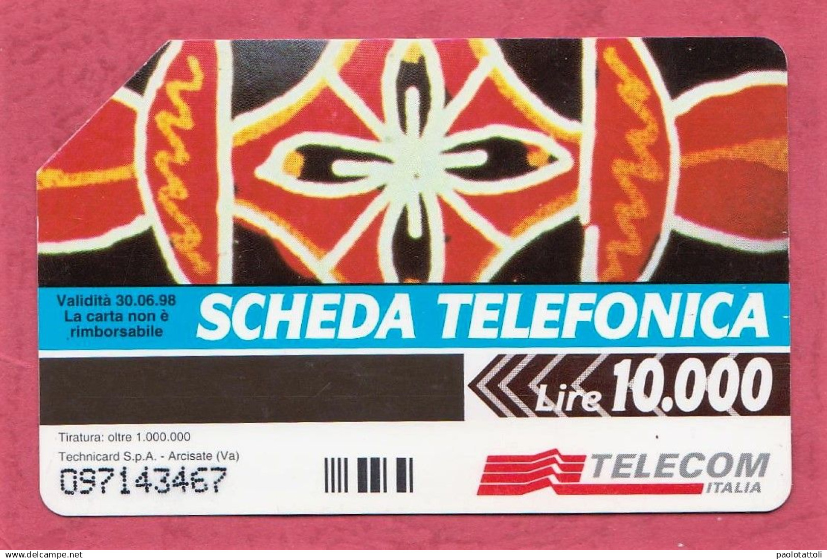 Italy- Uova Pasquali. Easter Eggs- Used Pre Paid Phone Card- Telecom  By 10000 Lire.  Ed. Technicard. Exp. 30.6.1998 . - Públicas Figuración Ordinaria