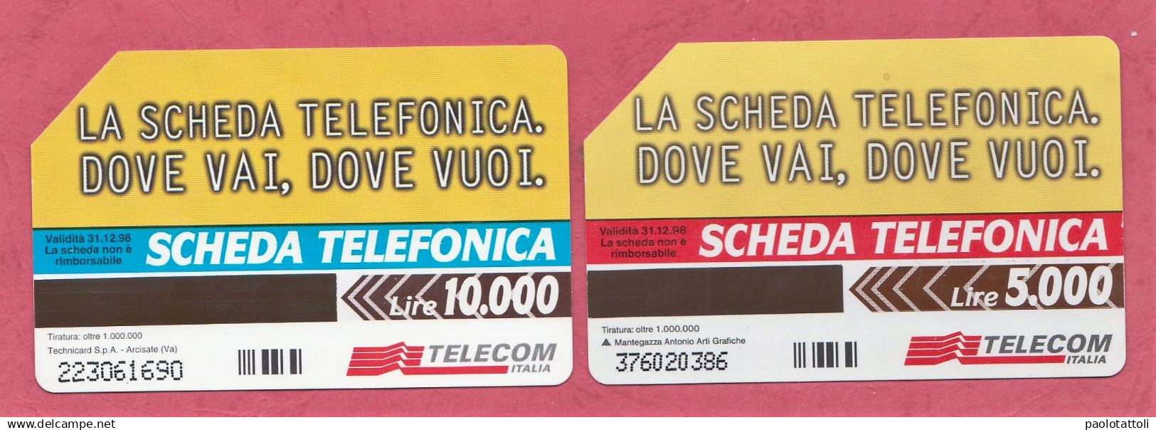 Italy- Telecom- La Scheda Telefonica Dove Vai Dove Vuoi- Phone Card Used By 5000 & 10000 Lire- - Públicas Figuración Ordinaria