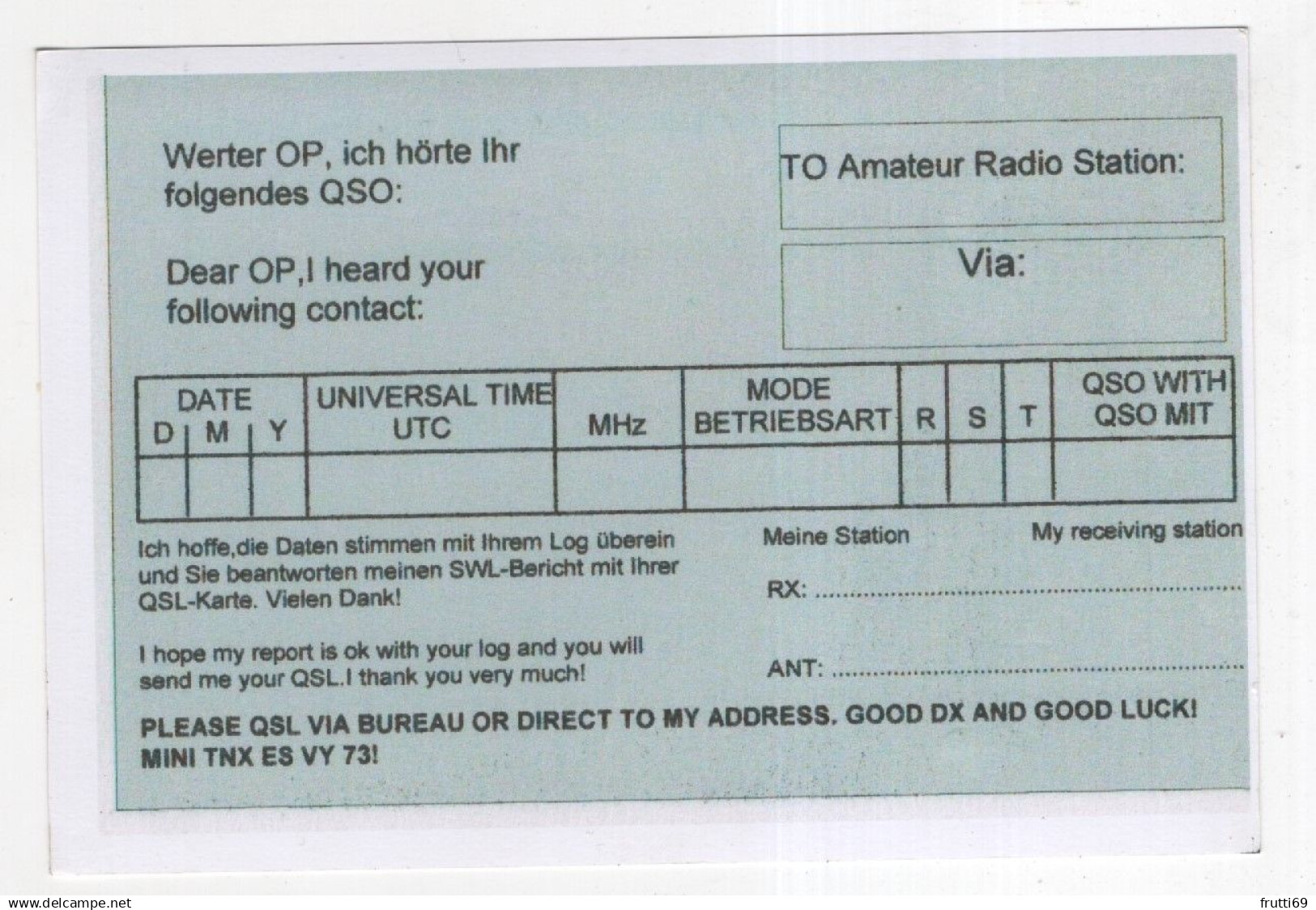 AK 221333 QSL - Radio Amatoriale