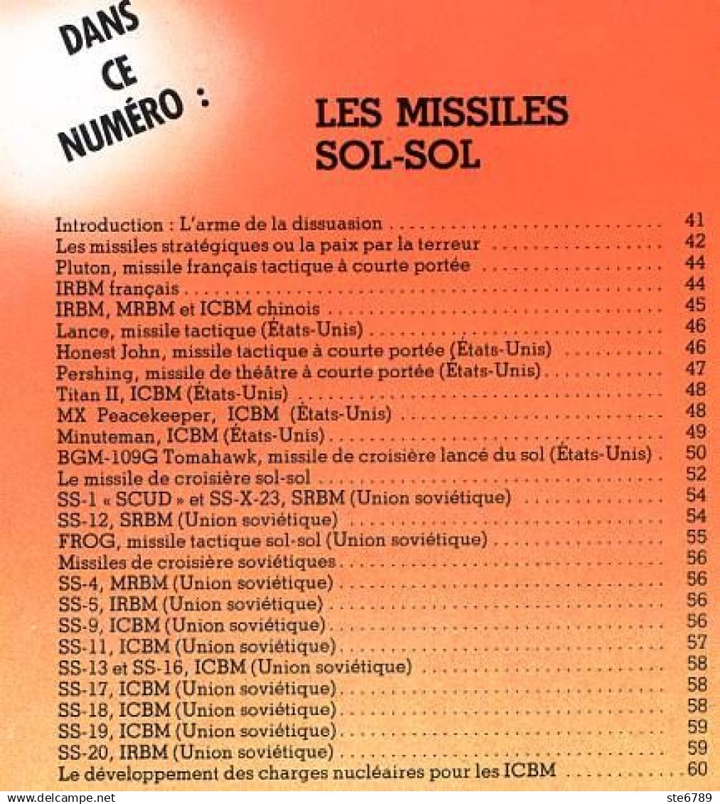 ENCYCLOPEDIE DES ARMES N° 3 Les Missiles Sol Sol  12 Autocollants Insignes Armée  Militaria Forces Armées - Francés