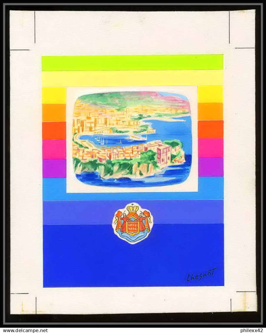 3028 Monaco N°807 Festival De Television Tv Maquette D'artiste Original Paint Artist Work FDC Signé Chesnot 1969 - Nuevos