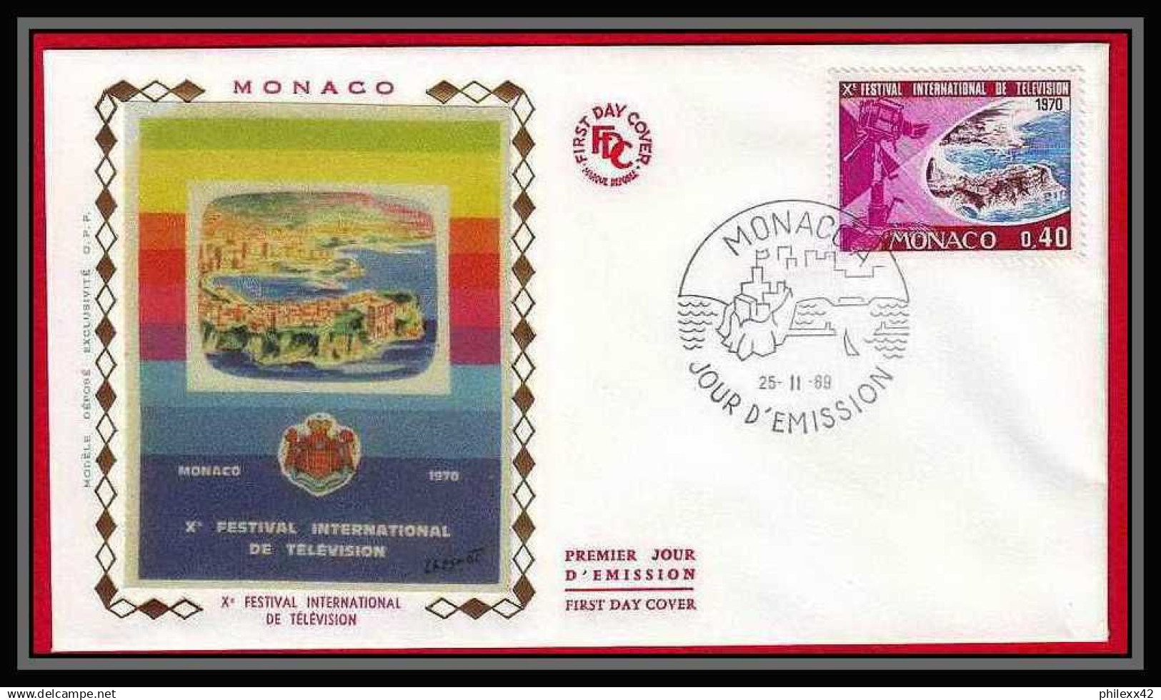 3028 Monaco N°807 Festival De Television Tv Maquette D'artiste Original Paint Artist Work FDC Signé Chesnot 1969 - Nuevos