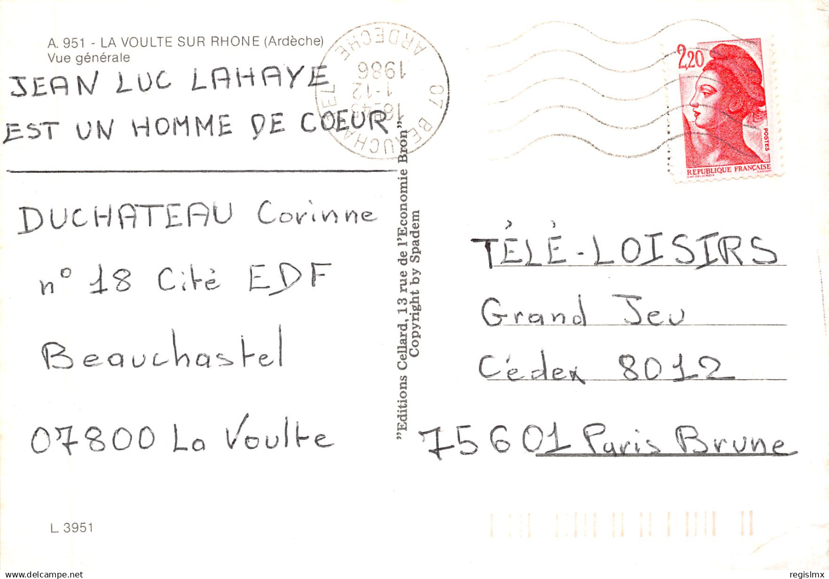 07-LA VOULTE SUR RHONE-N°T2179-C/0181 - La Voulte-sur-Rhône