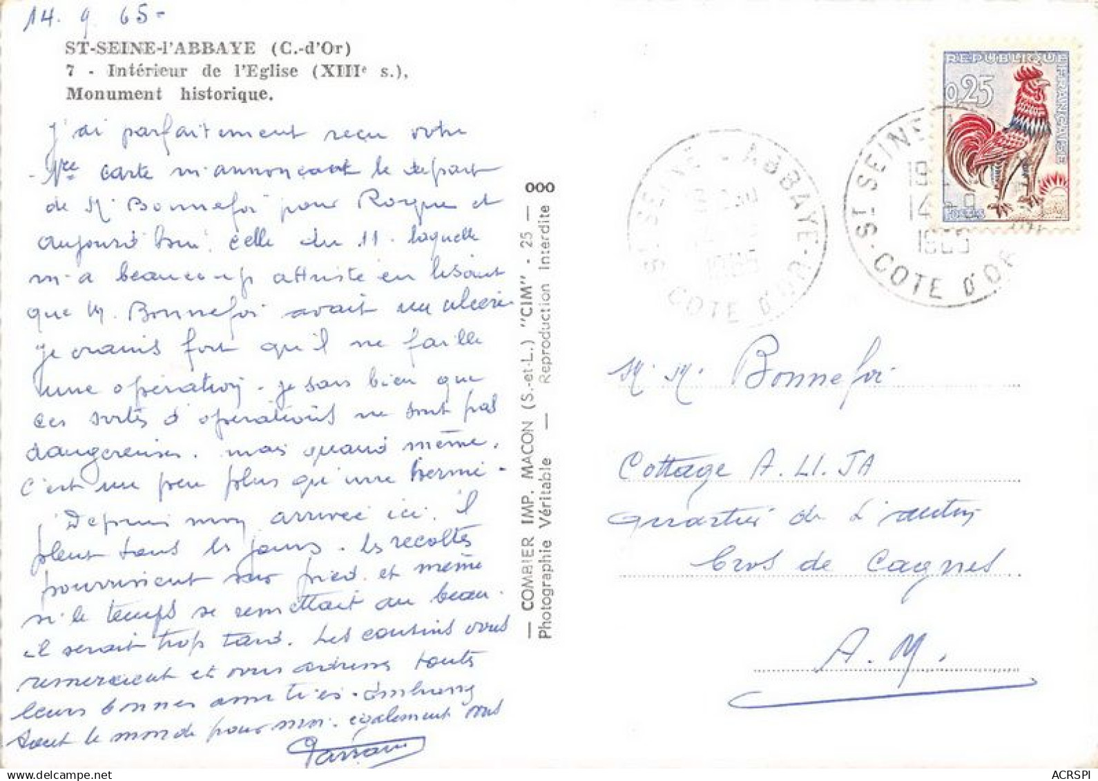 ST SEINE L ABBAYE Interieur De L Eglise Monument Historique 12(scan Recto-verso) MA19211 - Saulieu