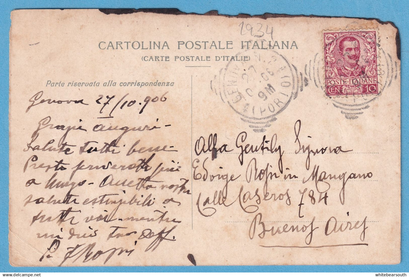 1934 ITALY ITALIA LIGURIA GENOVA LA LANTERNA RARE POSTCARD - Genova (Genua)