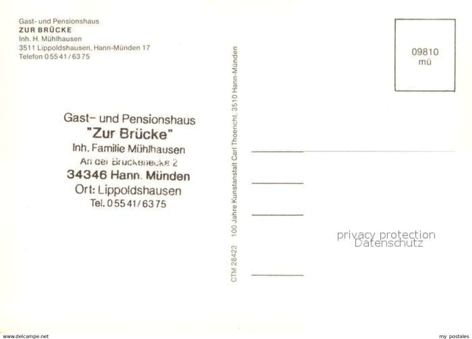 73716140 Lippoldshausen Gast Und Pensionshaus Zur Bruecke Lippoldshausen - Hannoversch Muenden