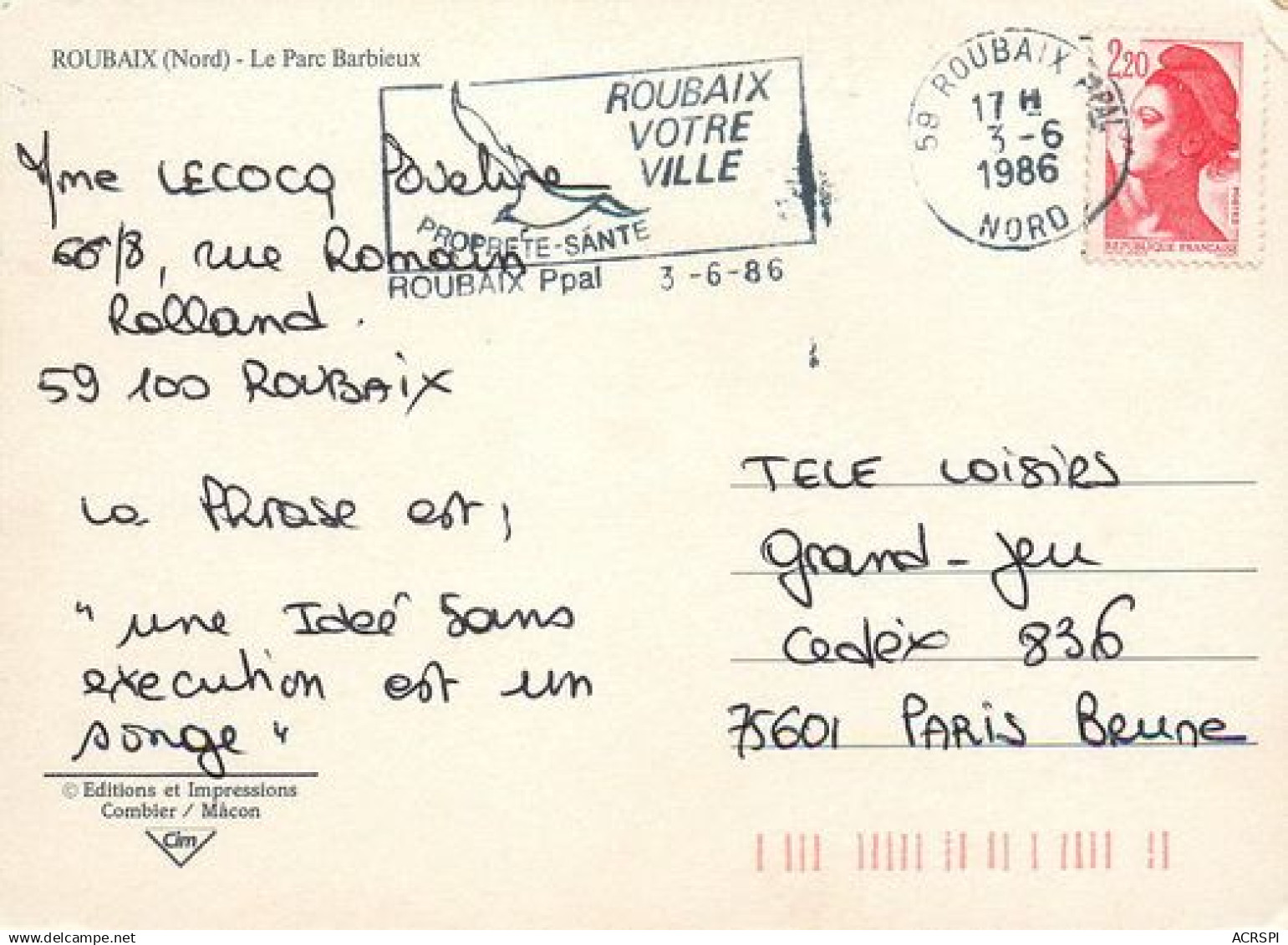 ROUBAIX Le Parc Barbieux 12 (scan Recto-verso)MA2028Ter - Roubaix