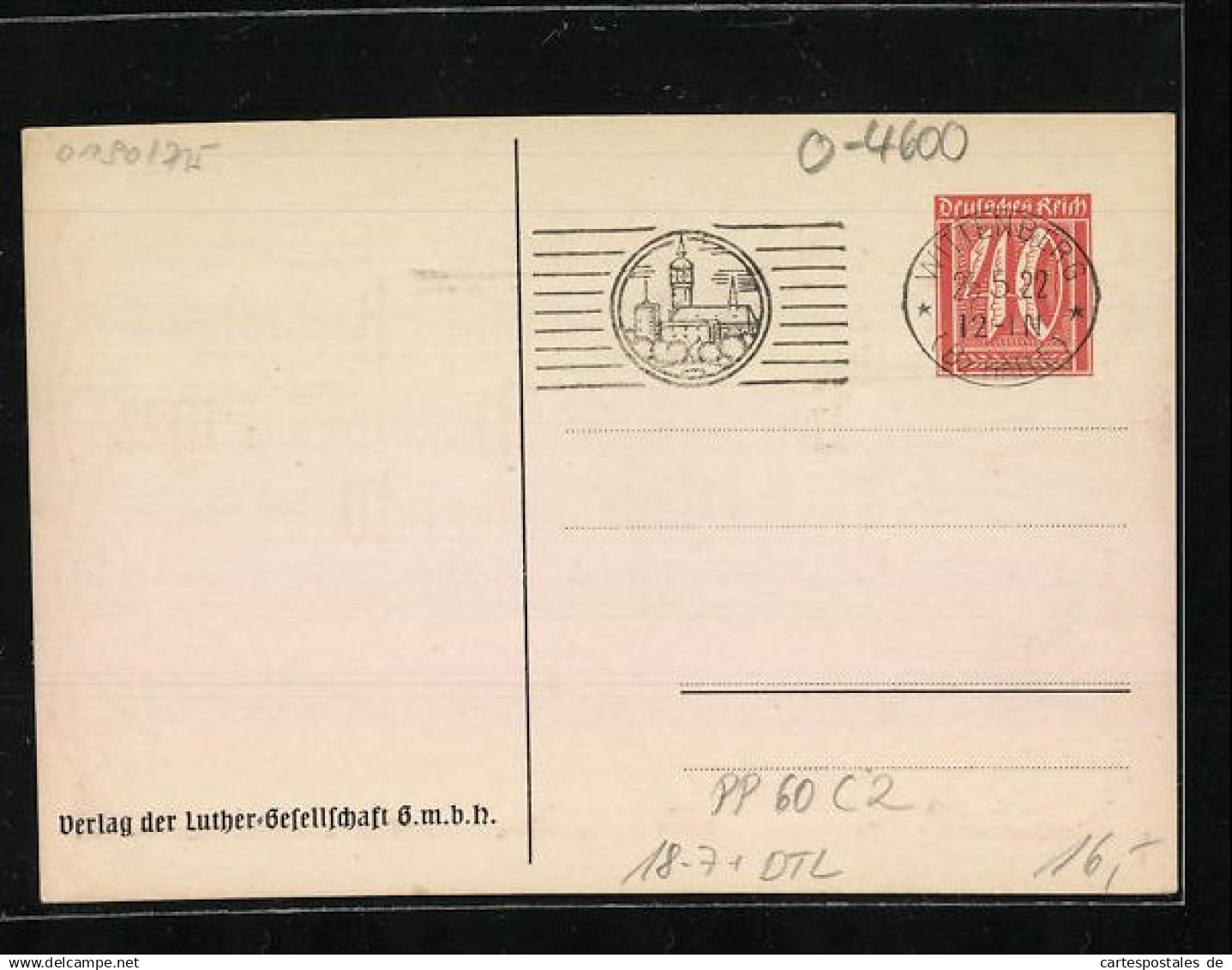 AK Ganzsache PP60C2: Wittenberg, Deutscher Evangelischer Kirchenbund, Gründungsfeier Himmelfahrt 1922 In D. Schlosski  - Cartes Postales