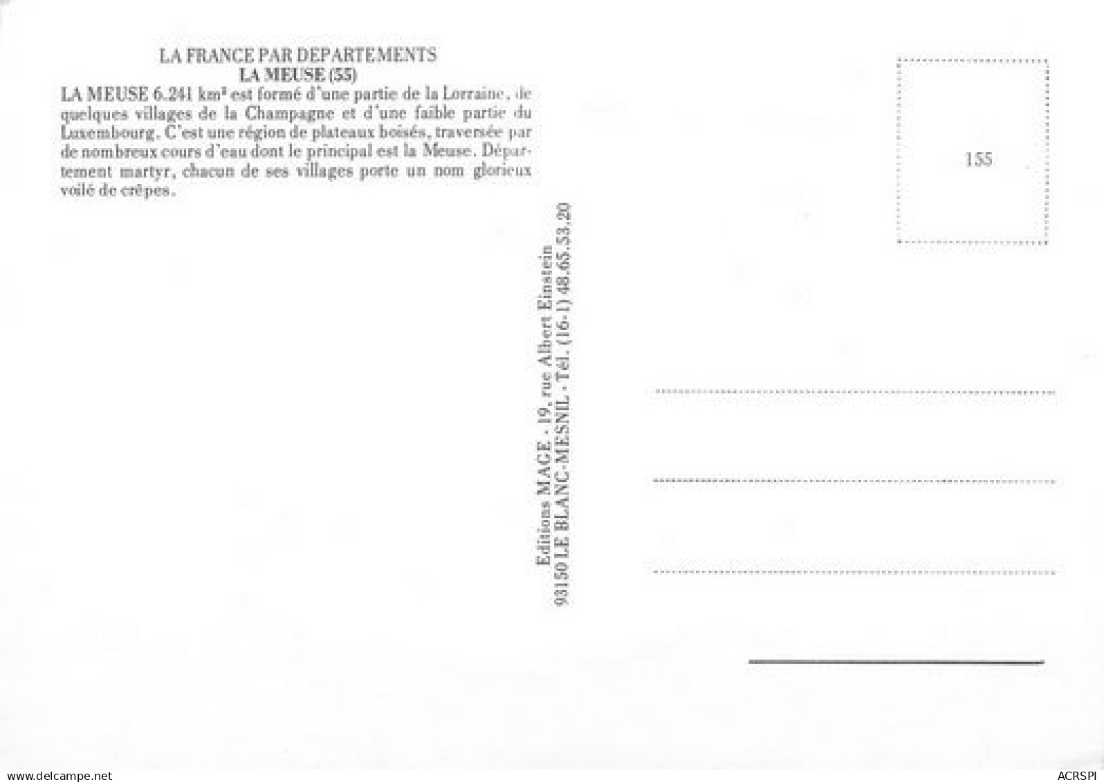 Carte Du Département 55 La Meuse Map 50  (scan Recto-verso)MA2066Bis - Verdun