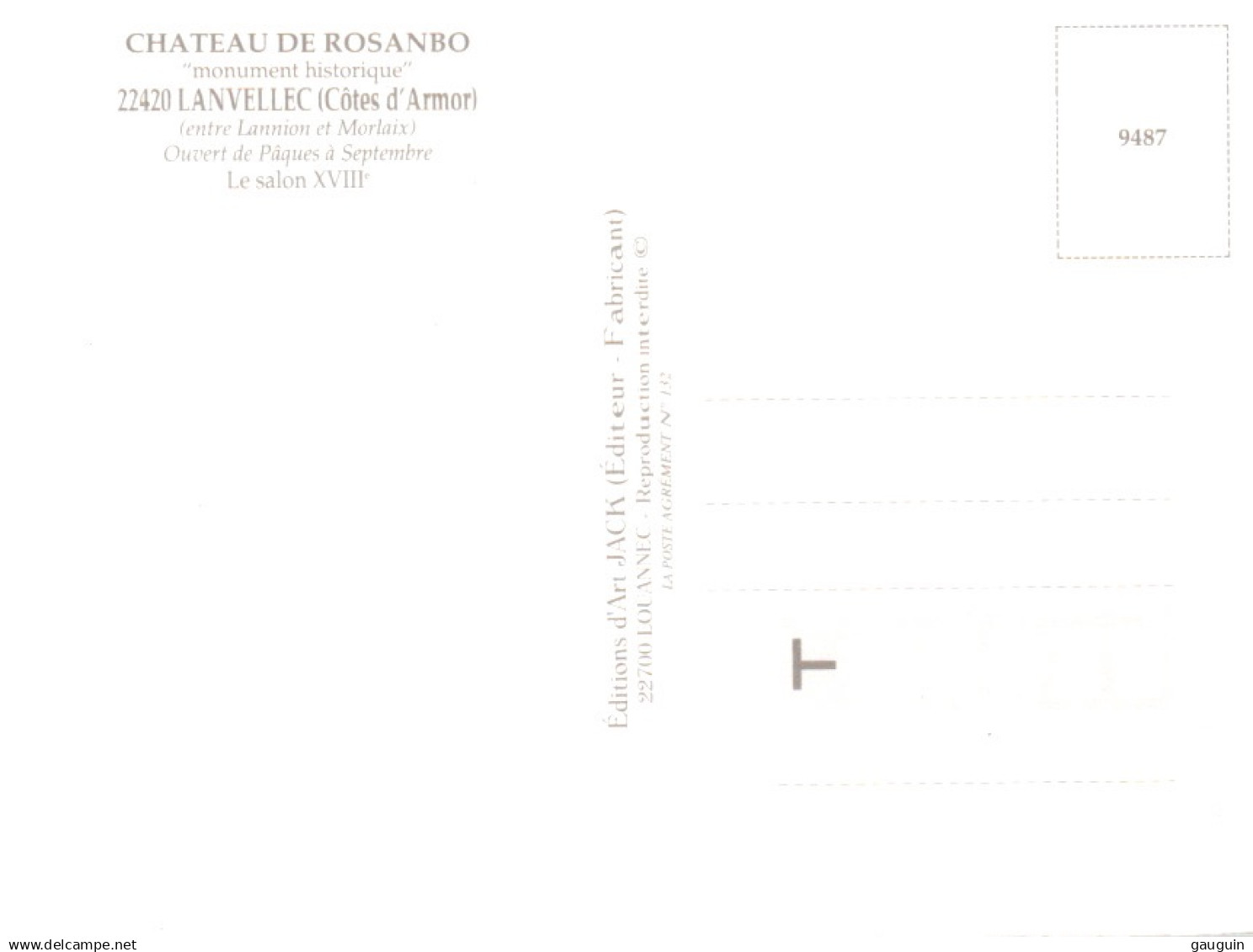 CPM - Lanvellec - Château De Rosanbo Salon XVIIIè S. - Edition Jack - Andere & Zonder Classificatie