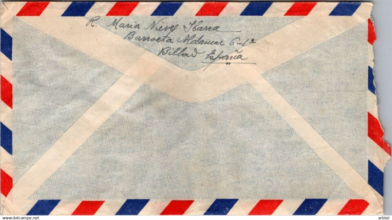 BILBAO CC ARGENTINA CORREO AEREO 1951 MAT HEXAGONAL - Brieven En Documenten