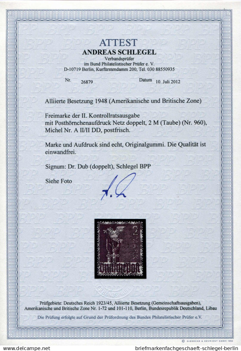 Amerik.+Brit. Zone (Bizone), 1948, A II/II DD, Postfrisch - Altri & Non Classificati