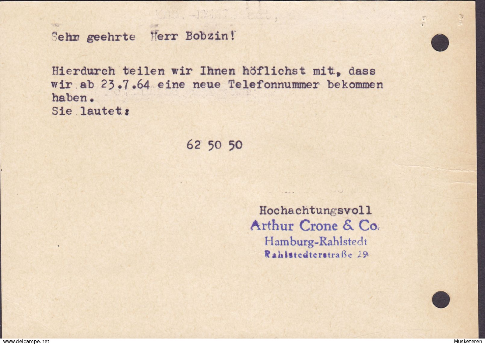 Bundespost Postal Stationery Ganzsache Entier DURCH EILBOTEN Exprés Label HAMBURG-Rahstadt 1964 (Uncancelled) (2 Scans) - Postcards - Used