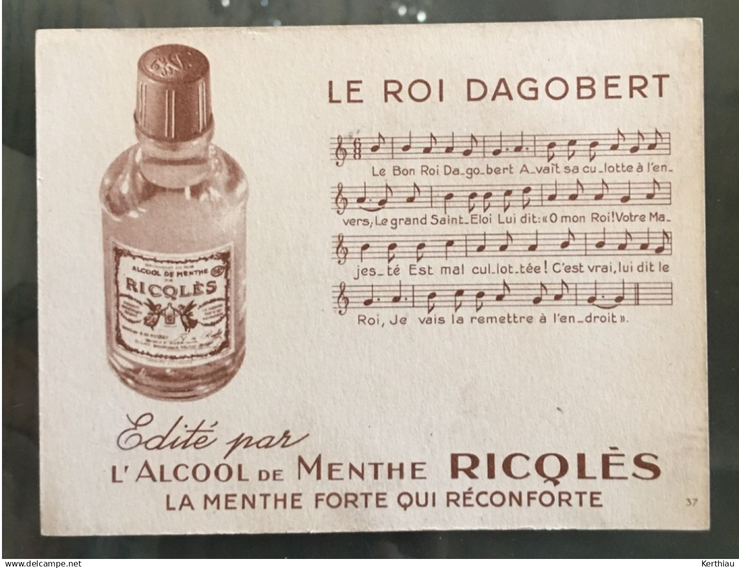 3 Chromos... L'alcool De Menthe Ricqlès: Malbrough - Papa, Les P'tits Bateaux; Le Roy Dagobert. - Altri & Non Classificati