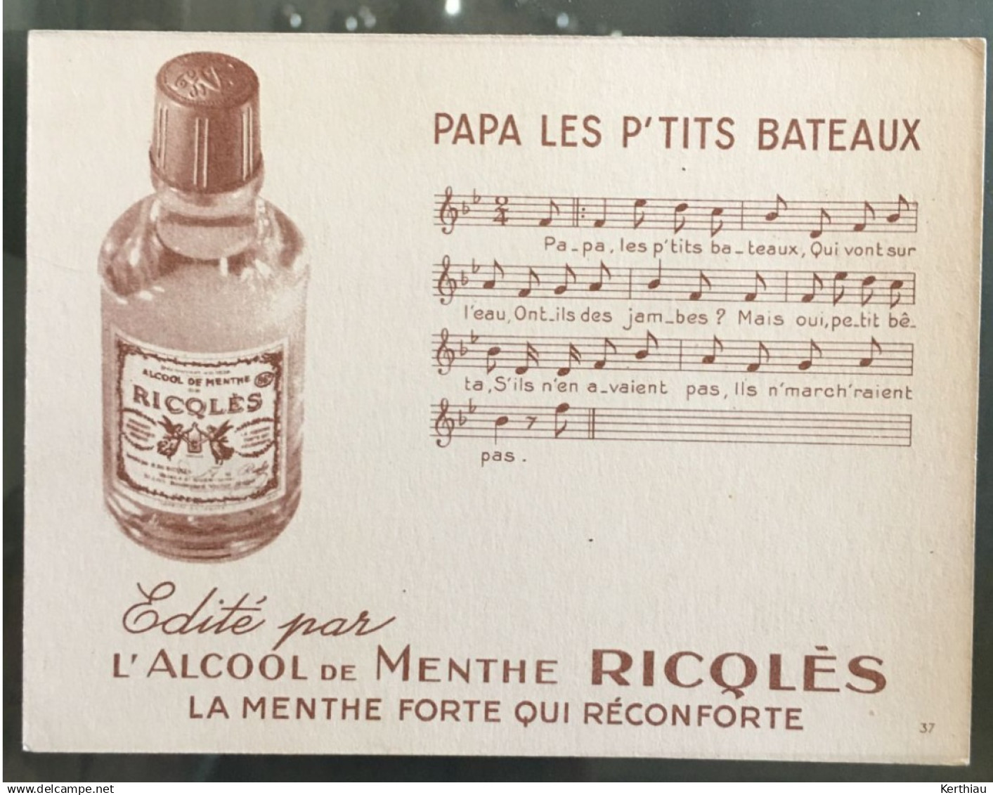 3 Chromos... L'alcool De Menthe Ricqlès: Malbrough - Papa, Les P'tits Bateaux; Le Roy Dagobert. - Other & Unclassified