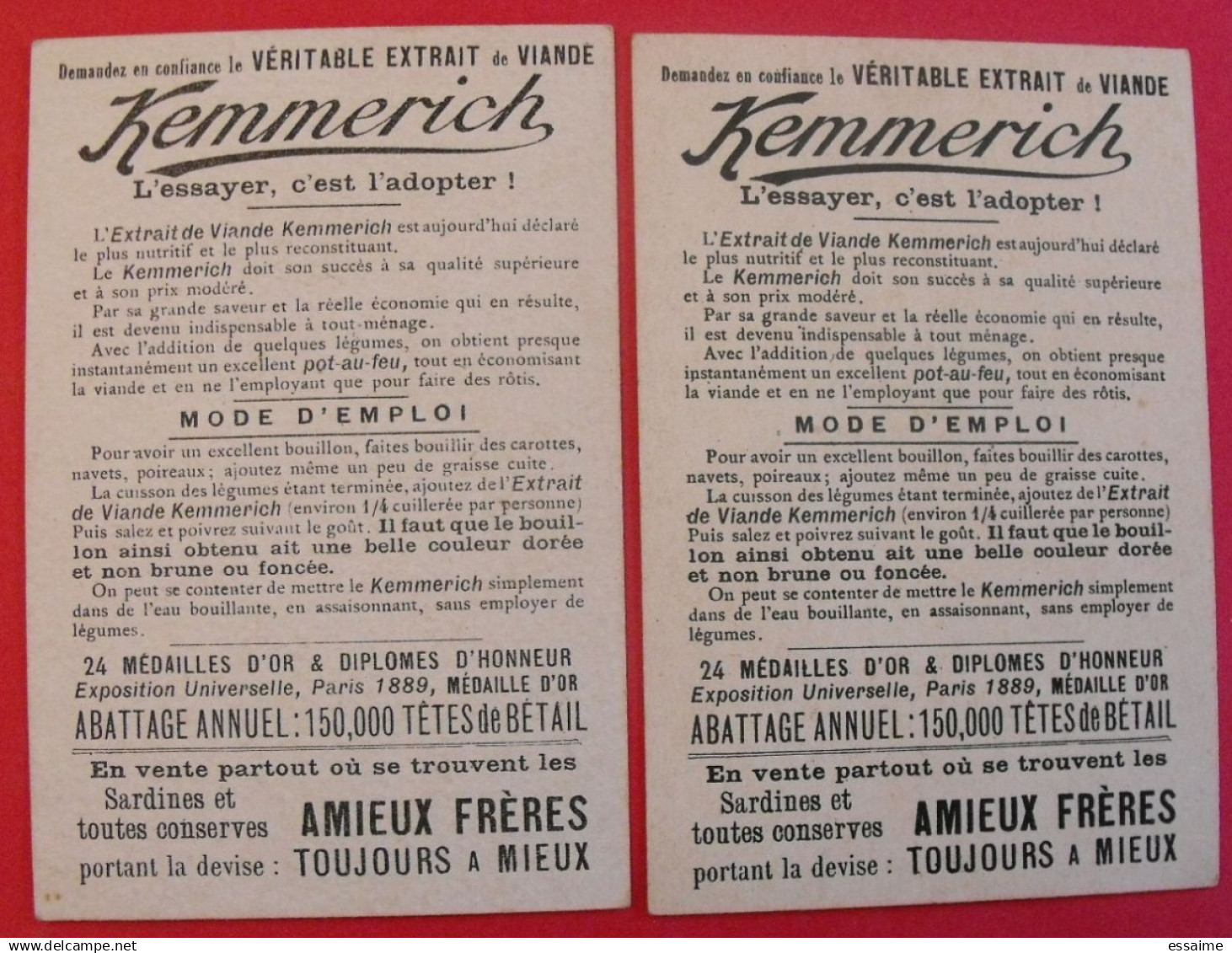 2 Chromo Kemmerich (comme Liebig). Amieux Frères. Vers 1900. Course De Carrioles à Chien - Andere & Zonder Classificatie