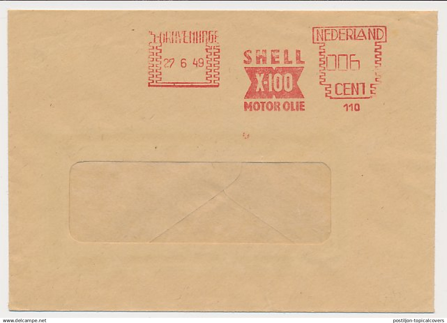 Meter Cover Netherlands 1949 Shell - Motor Oil - Altri & Non Classificati