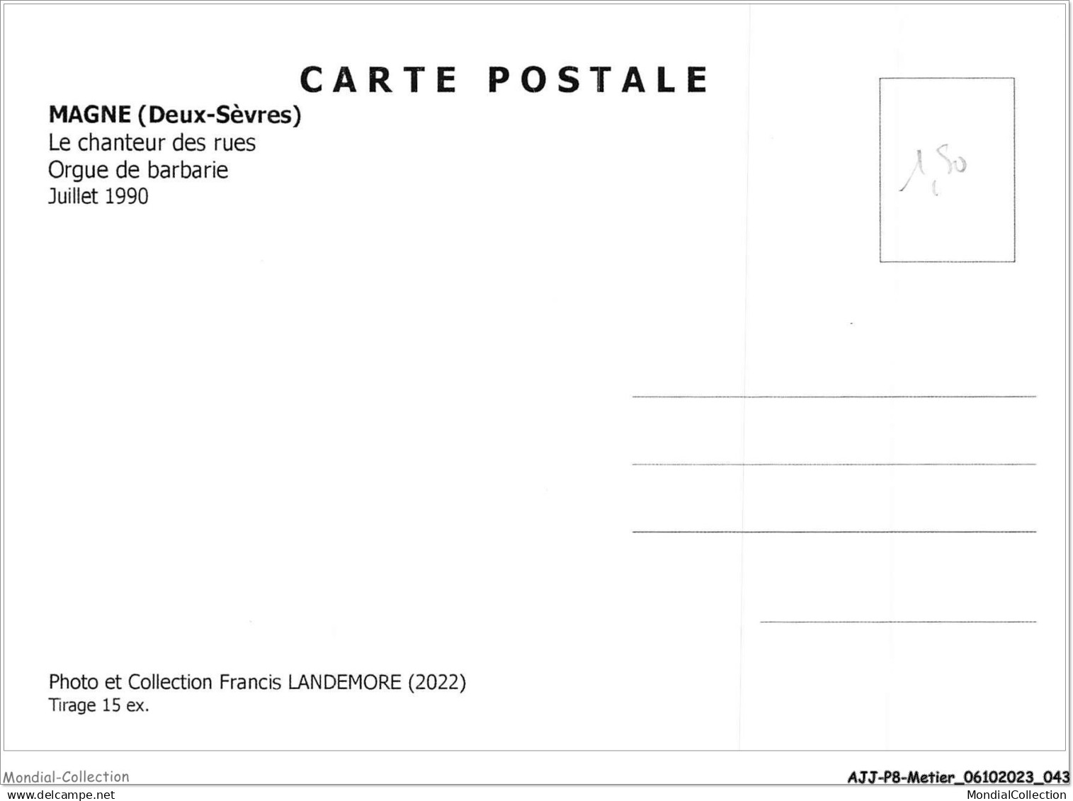 AJJP8-0720 - METIER - MAGNE - DEUX-SEVRES - LE CHANTEUR DES RUES - ORGUE DE BARBARIE  - Sonstige & Ohne Zuordnung