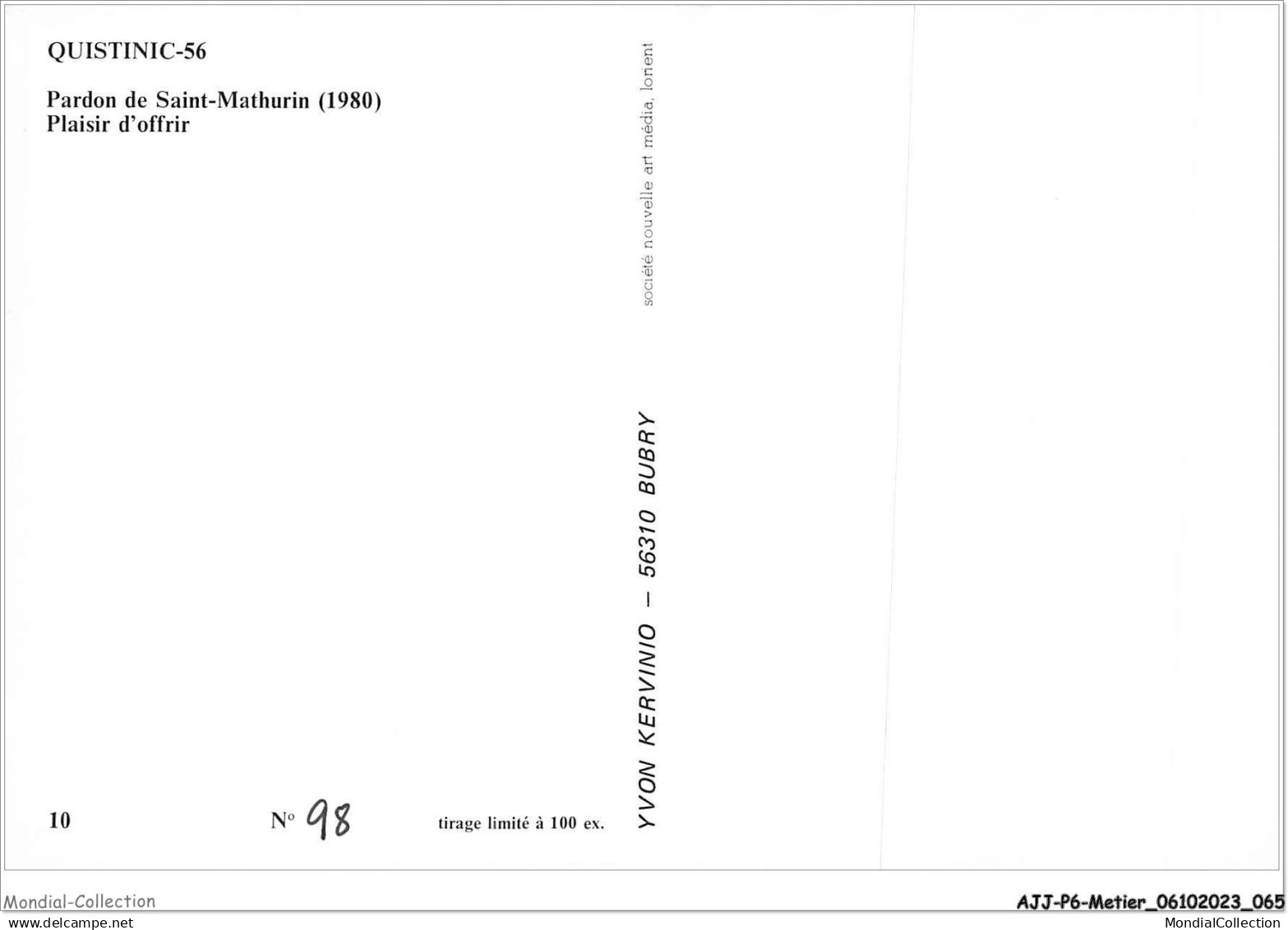 AJJP6-0539 - METIER - QUISTINIC - PARDON DE SAINT-MATHURIN - PLAISIR D'OFFRIR  - Sonstige & Ohne Zuordnung