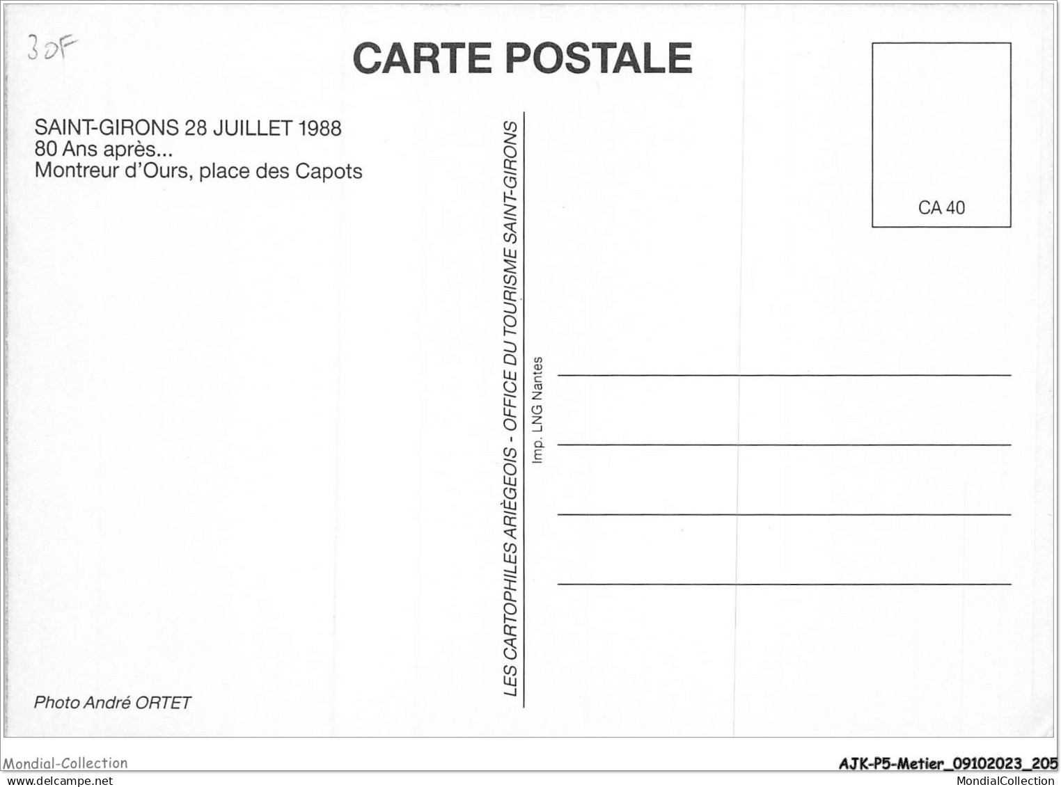 AJKP5-0533 - METIER - SAINT-GIRONS - DIMITRI - MONTREUR D'OURS  - Other & Unclassified