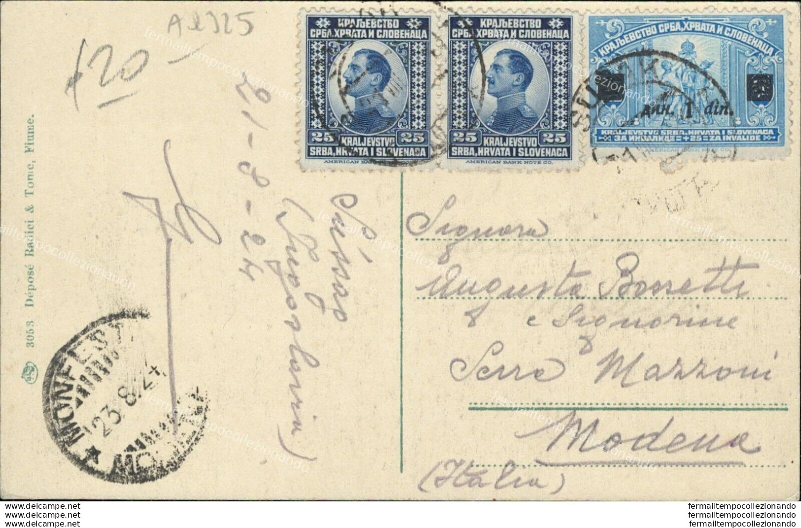 Aq325 Cartolina Susak Velika Gimnasija 1924  Croazia - Other & Unclassified