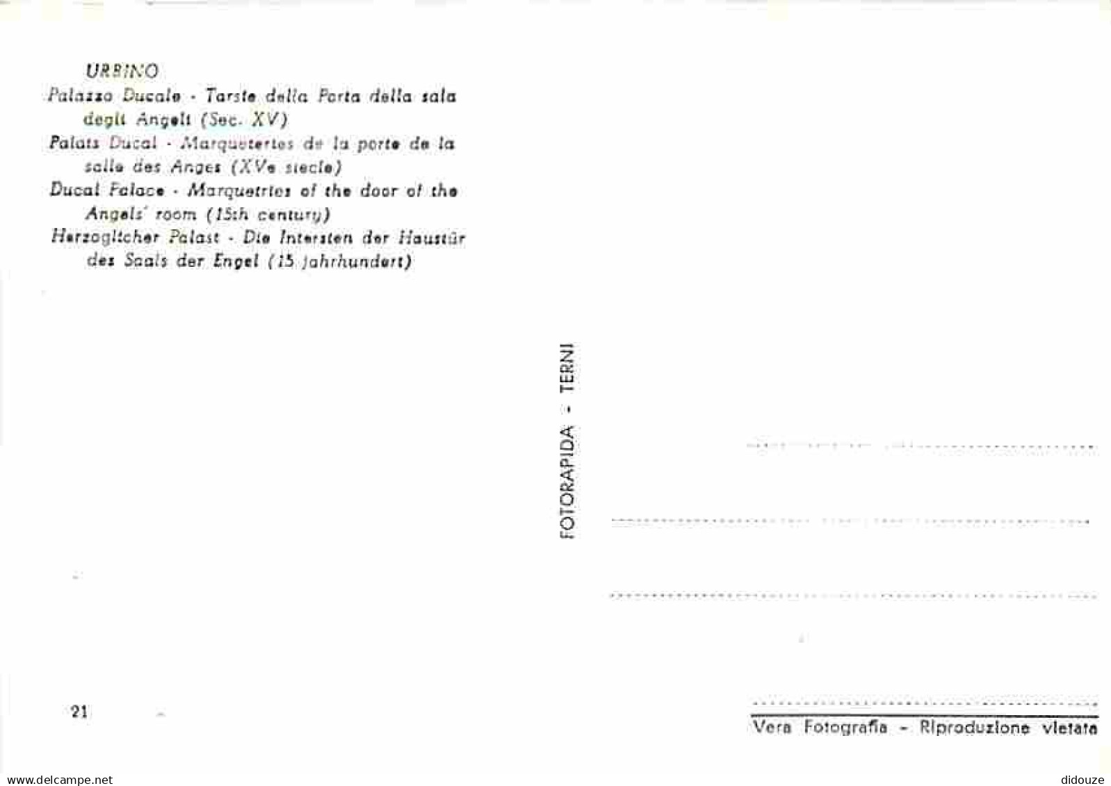 Art - Urbino - Palais Ducal - Marquetertes De La Porte De La Salle Des Anges - CPM - Voir Scans Recto-Verso - Andere & Zonder Classificatie