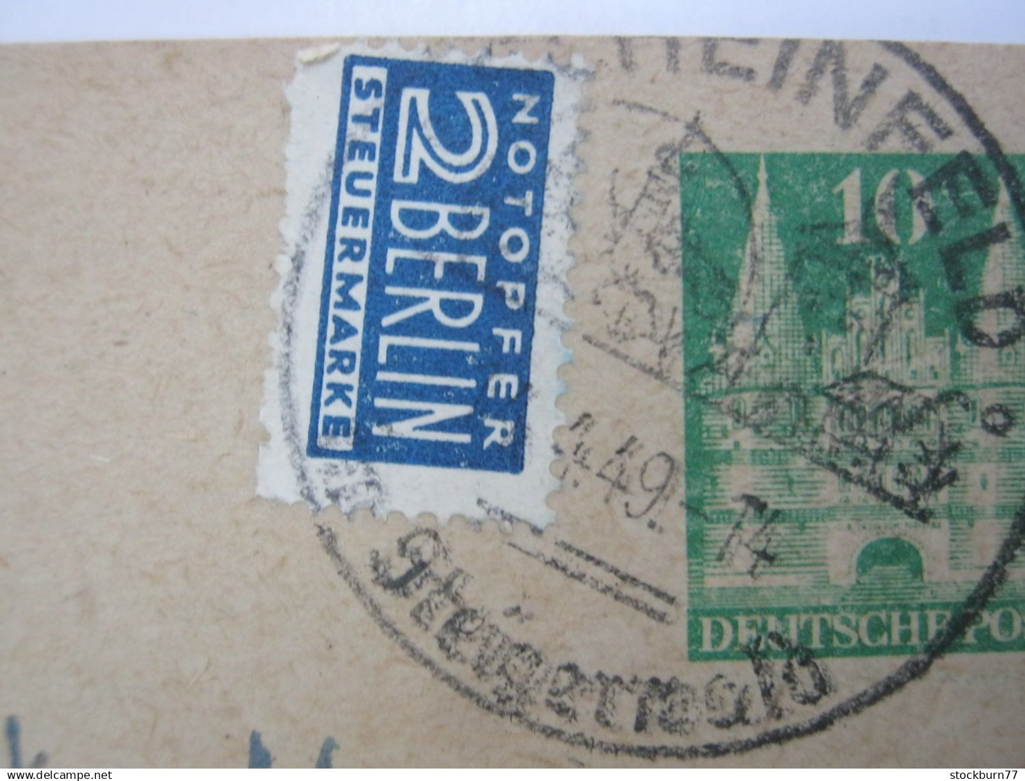 1949 , 2 Pfg. Notopfer , Unten Teils Ausgefallene Zähnung ,Karte Aus Scheinfeld - Lettres & Documents