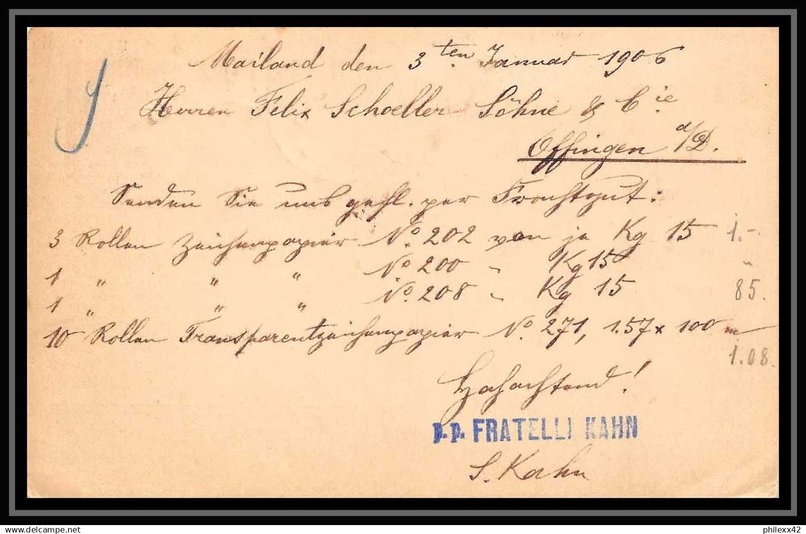 4635 Milan 1906 Milano Germany Carte Postale Italie (italy) Entier Postal Stationery - Entiers Postaux