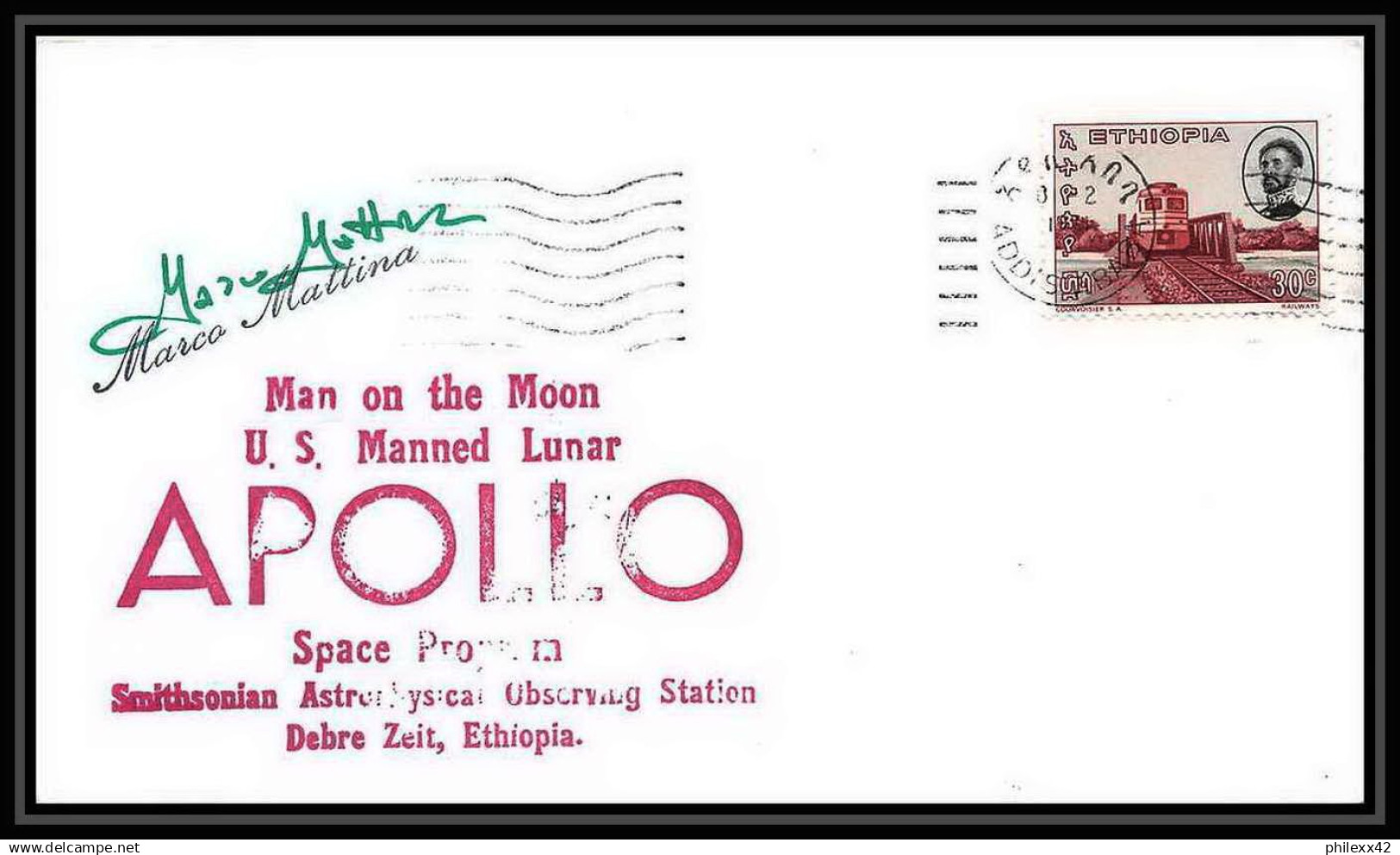 6186/ Espace (space) Lettre (cover) 3/2/1971 Signé (signed Autograph) Apollo Man On The Moon Ethiopie (Ethiopia) - Africa