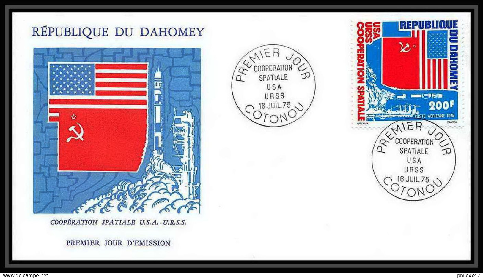 7642/ Espace (space Raumfahrt) Lettre (cover Briefe) 16/7/1975 Coopération Spaciale Usa Urss Fdc Dahomey - Africa