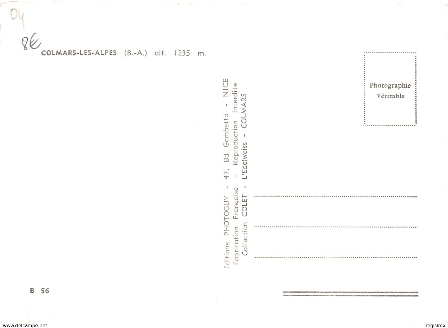 04-COLMARS LES ALPES-N°T1087-A/0251 - Otros & Sin Clasificación