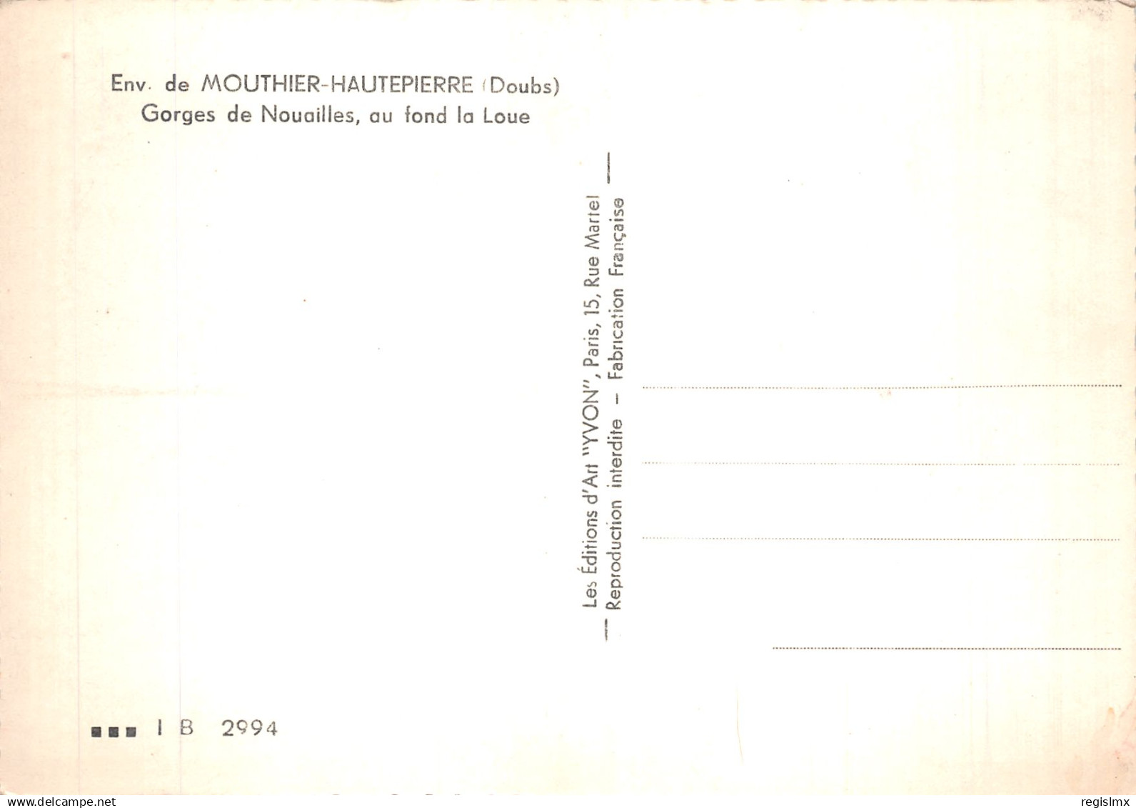 25-LES GORGES DE NOUAILLES ENVIRONS DE MOUTHIER HAUTEPIERRE-N°T1088-E/0313 - Autres & Non Classés