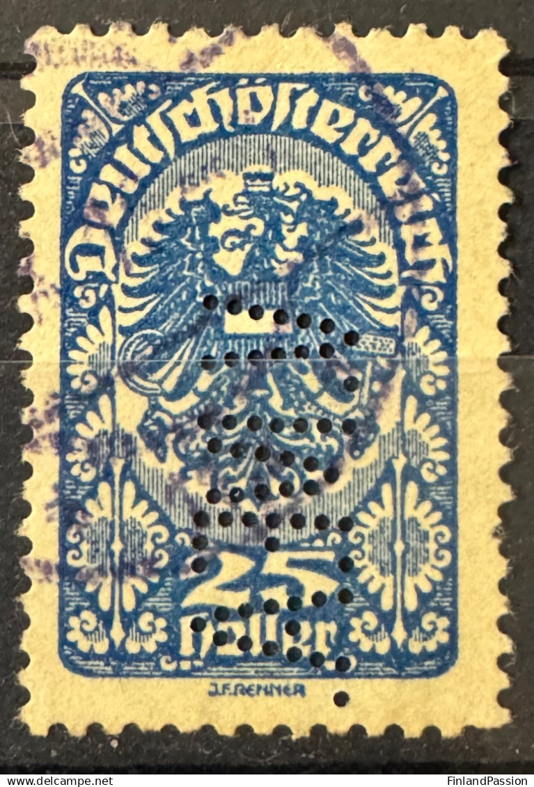 Austria. 1919. Mi: 265x O. ANK: 265x. PERFIN “V.MF.A.” - Errors & Oddities