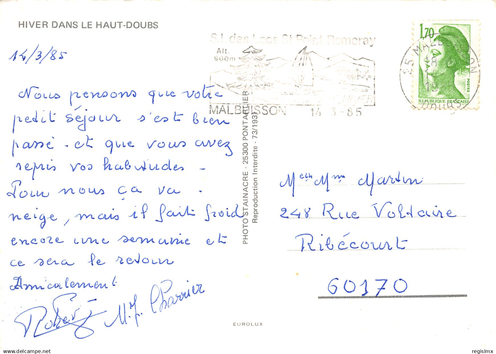 25-LE HAUT DOUBS-N°TB3548-B/0383 - Autres & Non Classés