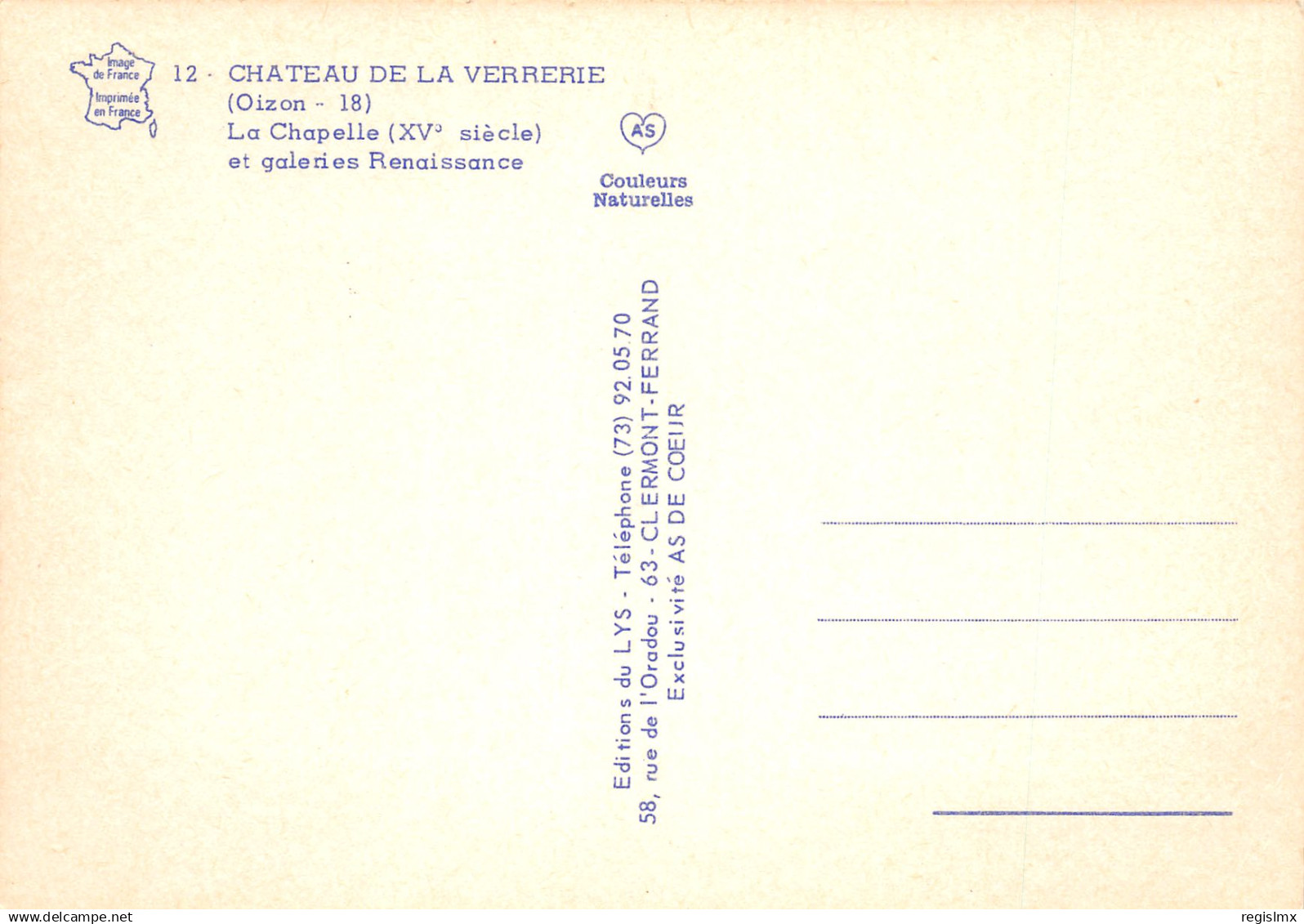 18-CHATEAU DE LA VERRERIE-N°TB3548-B/0119 - Autres & Non Classés