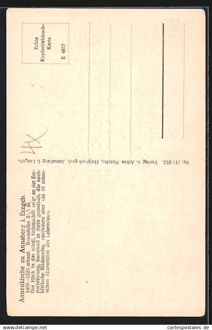 AK Annaberg I. Erzgeb., Annenkirche, Innenansicht  - Sonstige & Ohne Zuordnung