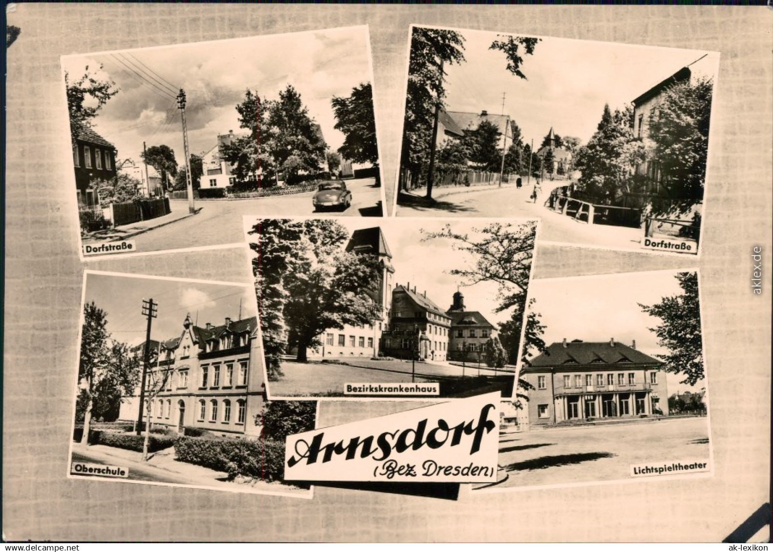 Arnsdorf (Sachsen) Dorfstraße, Oberschule, Bezierkskrankenhaus,   1961 - Andere & Zonder Classificatie